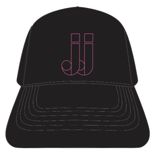 Black cap with pink JJ monogram - Domaine des Jeanne