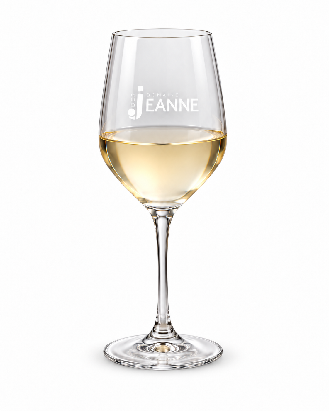 Domaine des Jeanne branded wine glasses