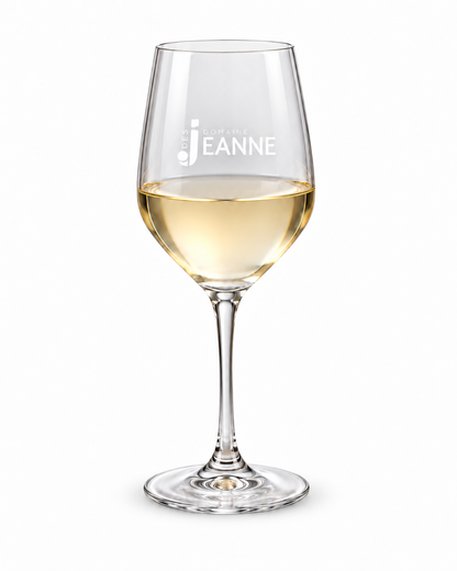Domaine des Jeanne branded wine glasses