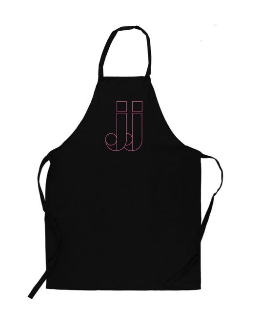 Black apron with pink JJ monogram - Domaine des Jeanne